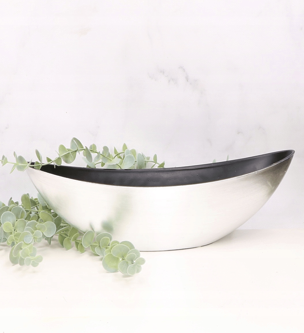 Doniczka osłonka srebrna łódka 34 cm Marka Emized