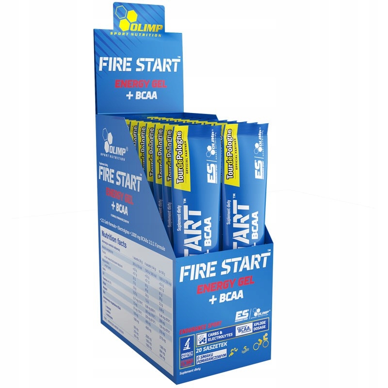 Olimp Fire Start Energy Gel+BCAA 20 x 36 g Aminokyseliny Sacharidy