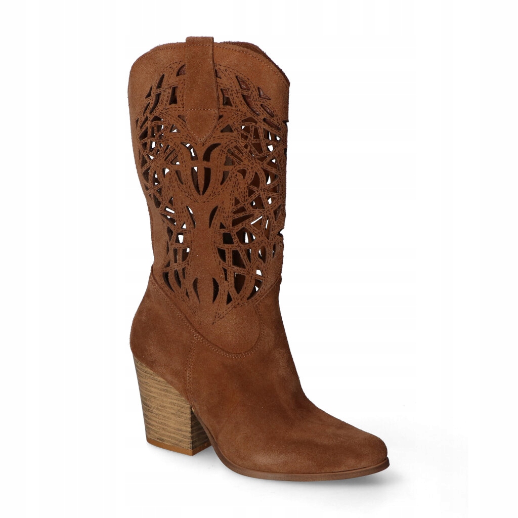 Dámské Kotníkové Boty Ažurové Lewski Tabaco Semišové 41