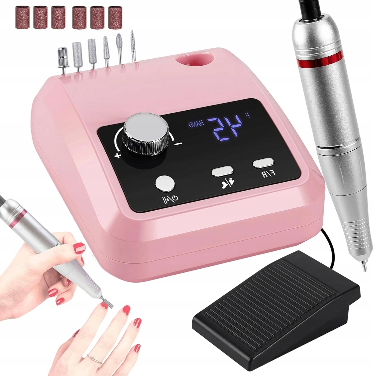 Elektrický Pilník Na LCD Displej S 6 Různými Vyměnitelnými Hlavicemi