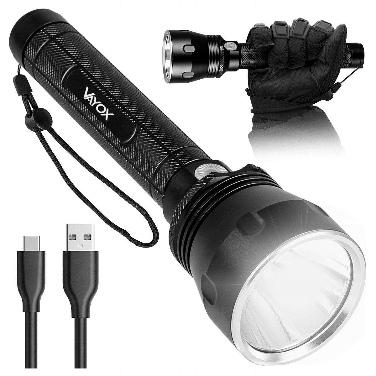 Latarka Taktyczna Led Akumulatorowa Wodoodporna Usb-c 20W 1570lm Pro Vayox