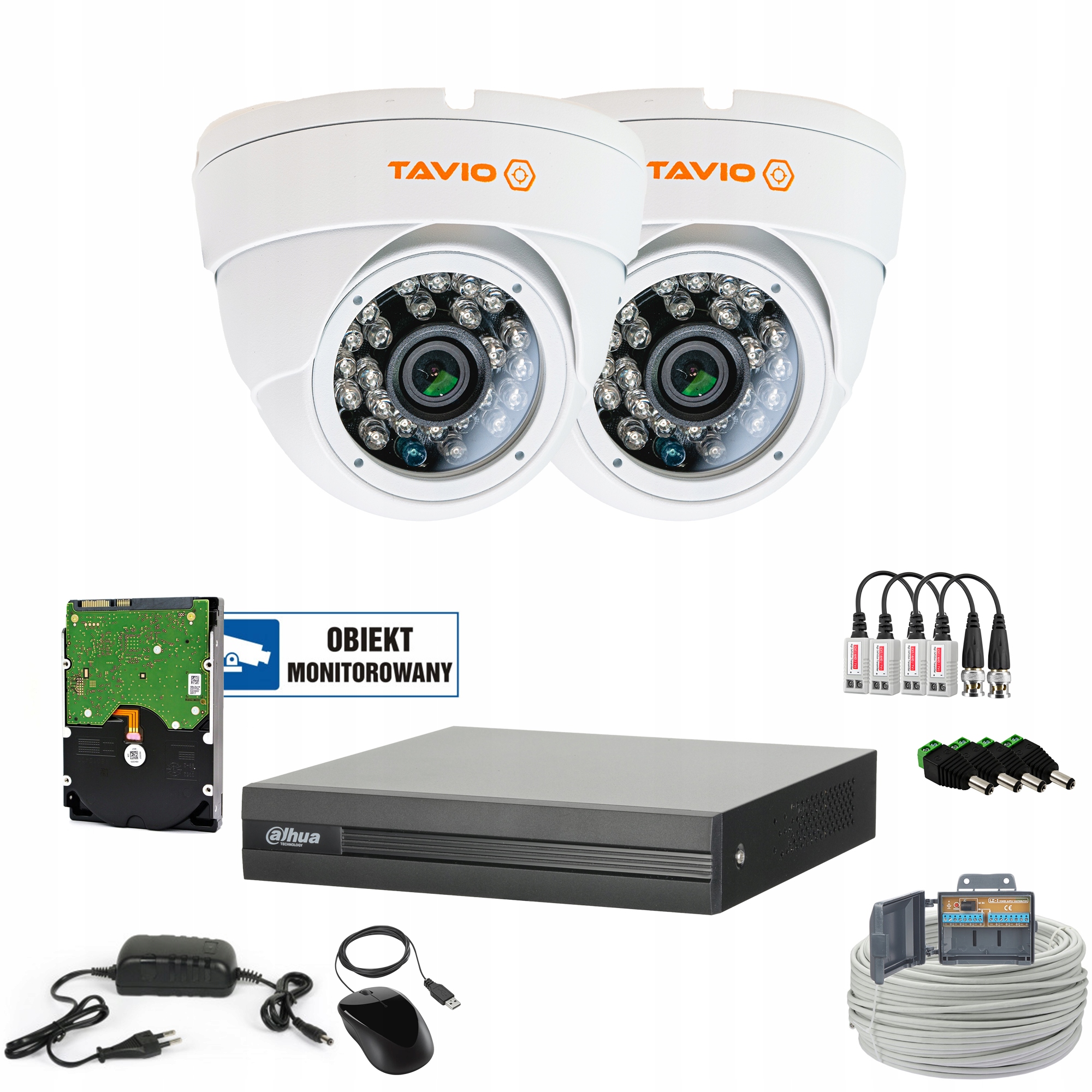 Zestaw do monitoringu 2 kamery zewnętrzne 2 Mpx