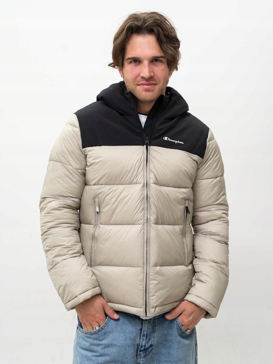 Zimní Bunda Pánská S Kapucí Šedá Černá Champion Outdoor Puffer XXL