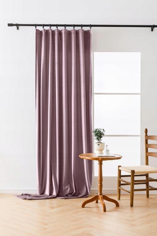 ZASŁONA WELUROWA 140X270 NA TAŚMIE VELVET WELUR WRZOSOWA PUDROWA Kolor odcienie fioletowego