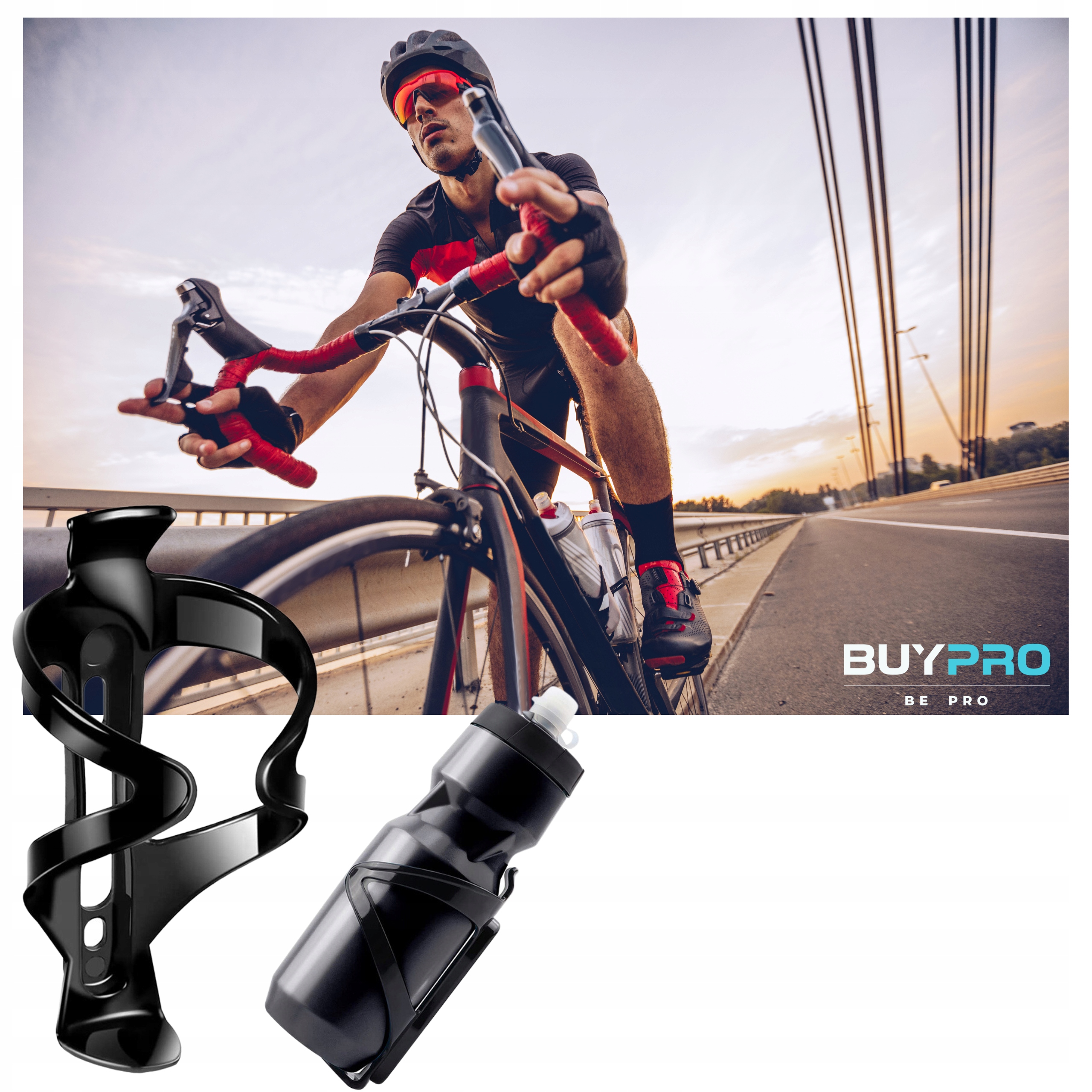 Uniwersalny Koszyk na Bidon Napój Rowerowy Uchwyt na Butelkę Czarny Marka inna marka