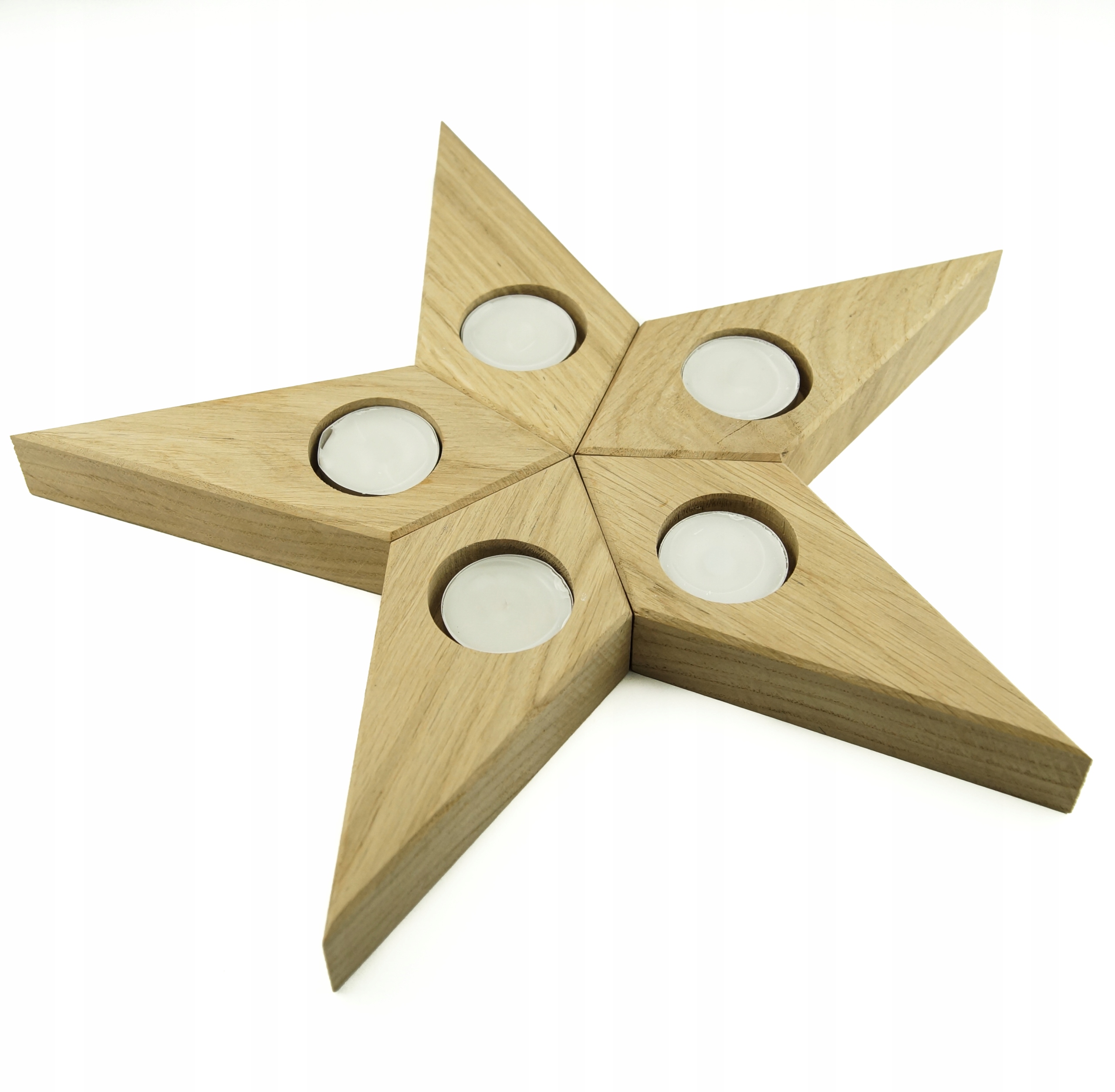

Świecznik drewniany gwiazda na stół tealight