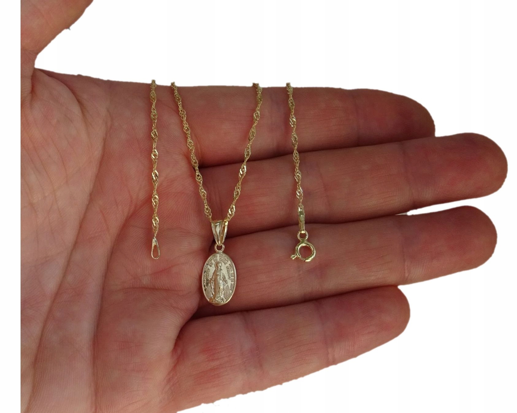 ŁAŃCUSZEK ZŁOTY 925 MEDALIK KOMUNIA CHRZEST GRAWER Marka Inna marka