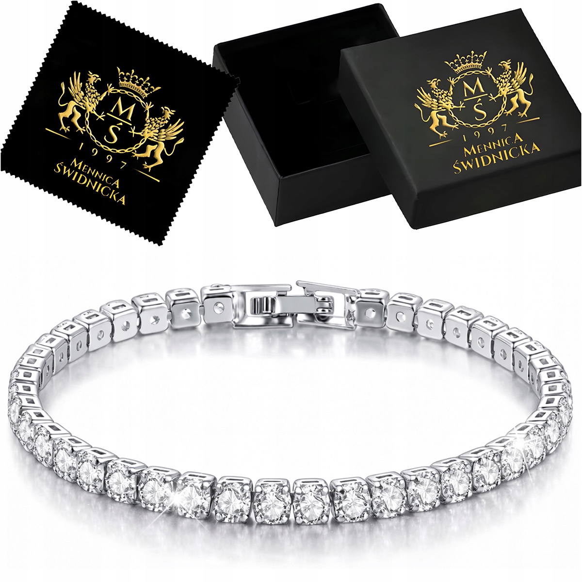 Stříbrný tenisový náramek s zirkony ryzosti 925 pro ženy Elegantní Gravírování