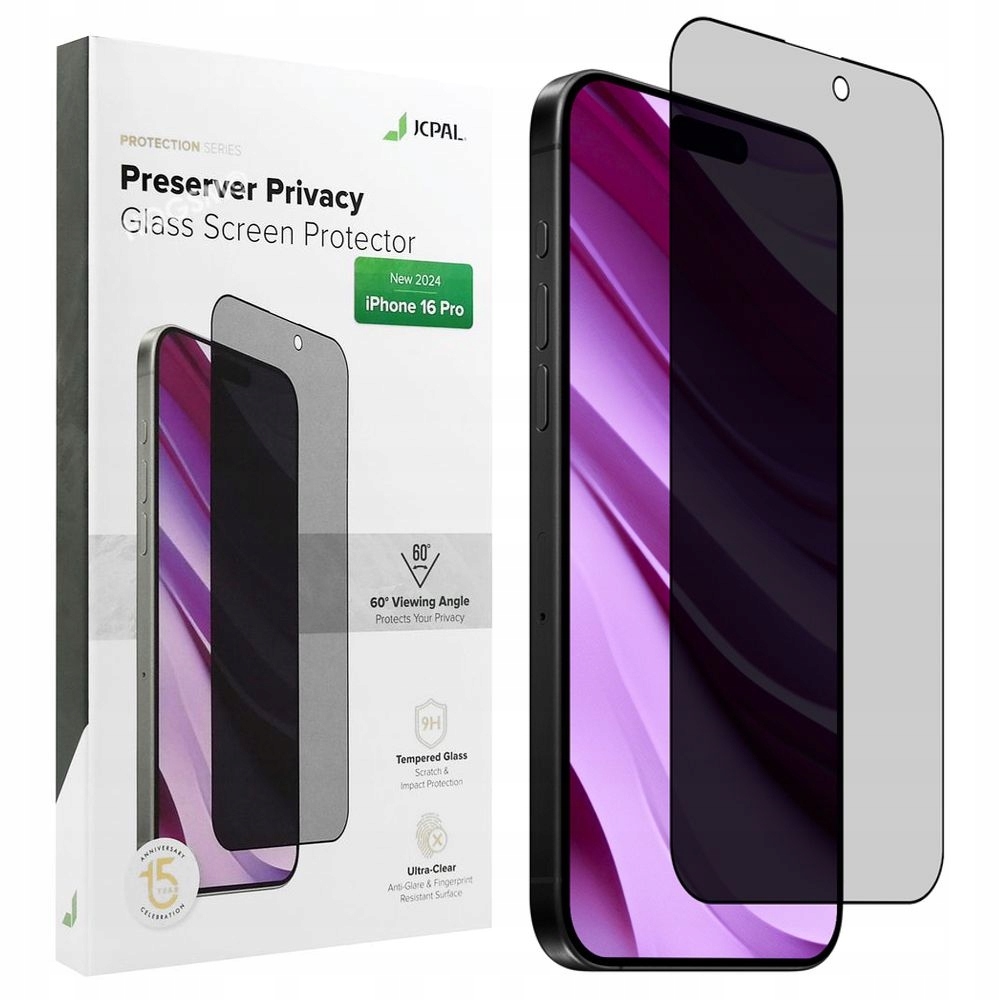 Sklo S Privátním Filtrem Jcpal pro Apple iPhone 17/17 Pro/16 Pro, sklo pro pouzdro