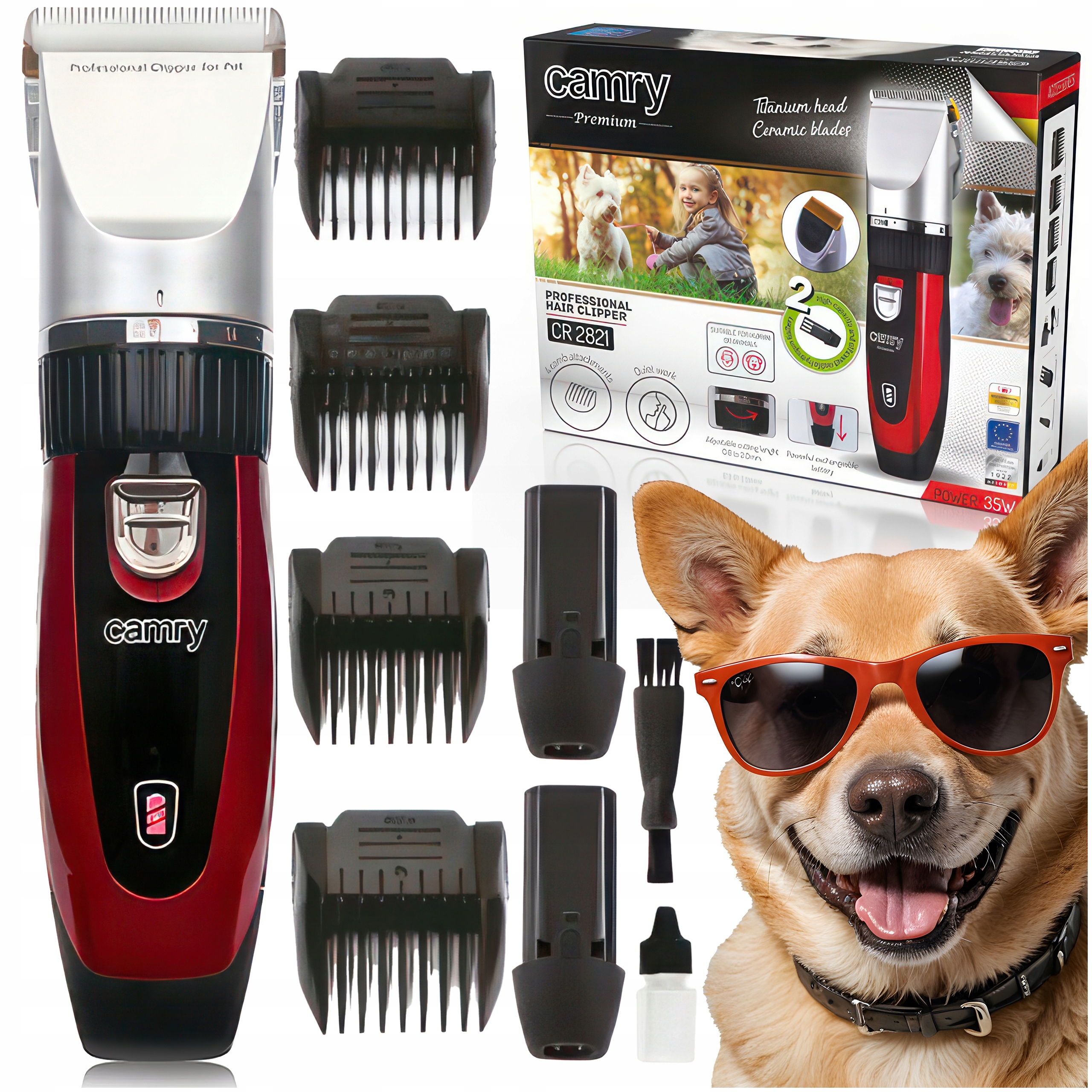 Levně Stroj na stříhání psů a zvířat Set Bezdrátový Usb Camry Cr 2821