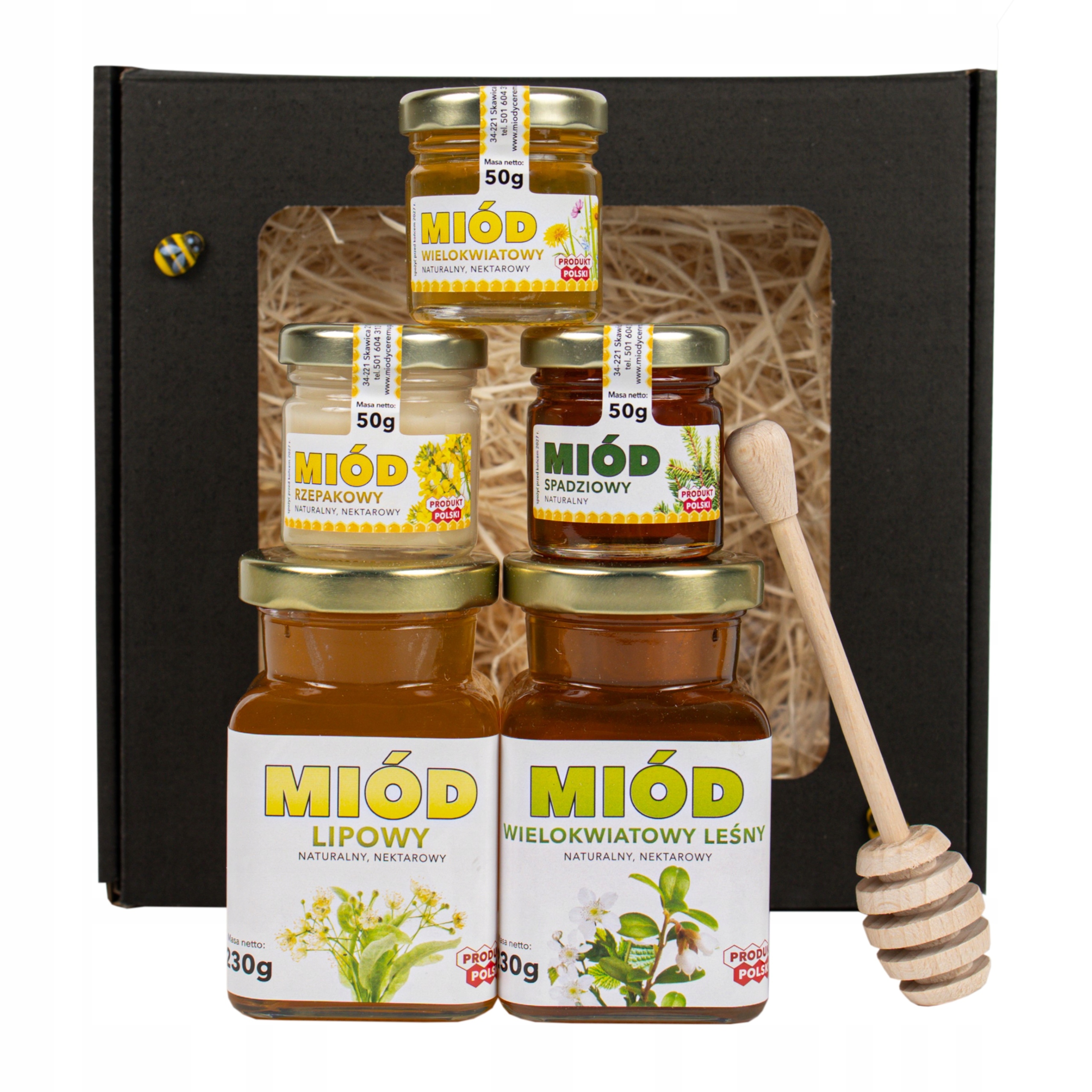 Levně Dárek Koš na narozeniny Sada 5 medů na Den Prarodičů Maminky tatínka