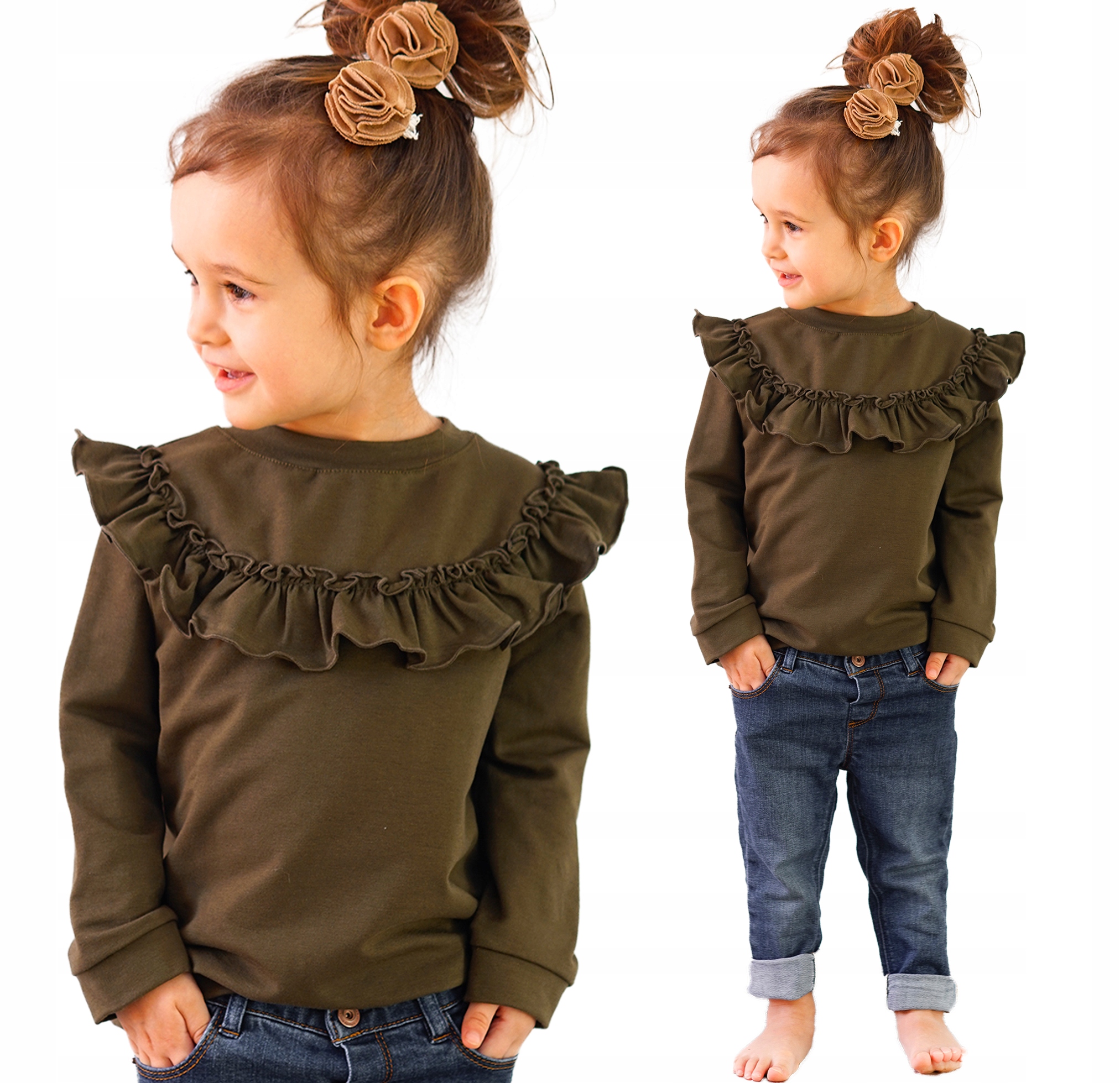 

Bluza z falbanką SMILE-rozm. 98 Khaki