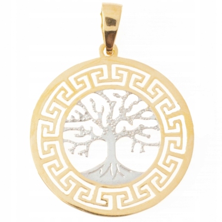 

Wisiorek Ażurowy Białe Rodowanie Drzewko Złoto 585