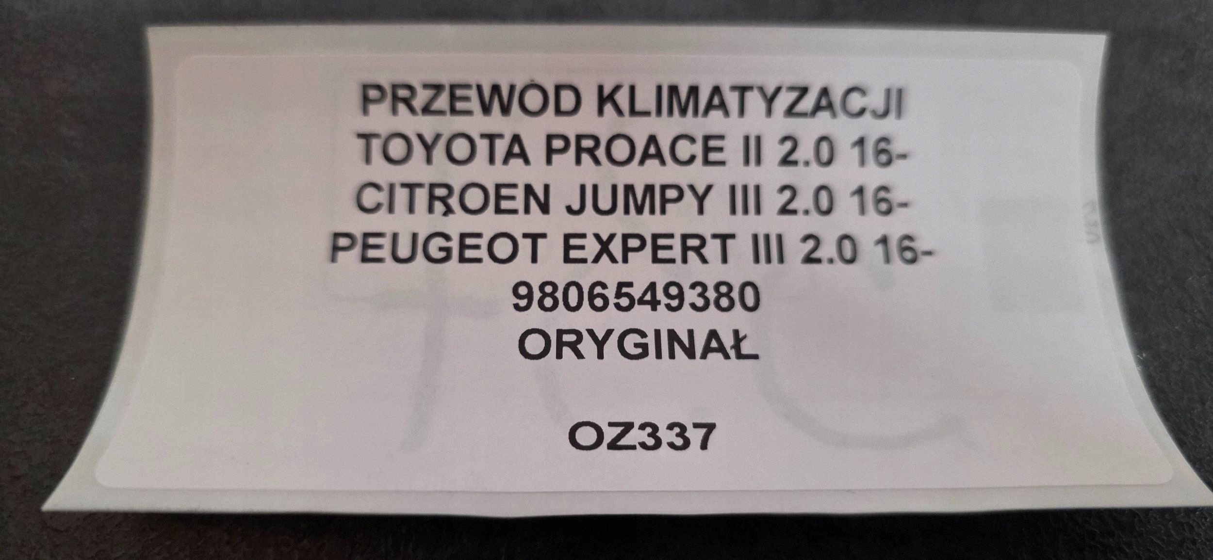 vedení klimatizaci předek Toyota Proace 9806549380