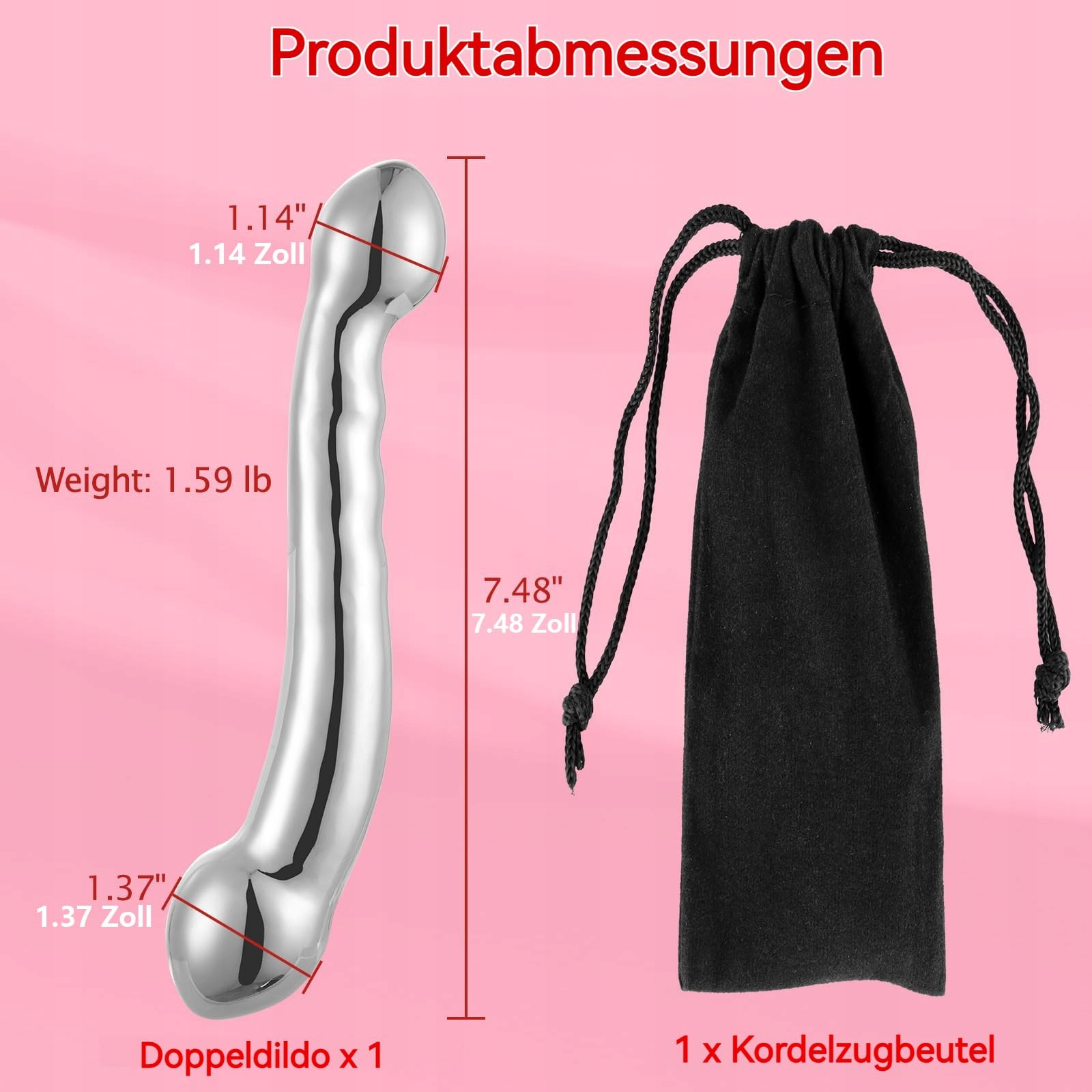 METALOWY DILDO Podwójny Dildo Z Metalu Masażer G i P Punktów Prostata — miniatura 6