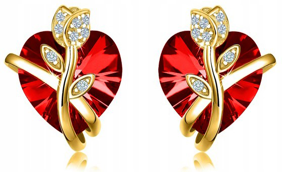 Stříbrné náušnice se šroubky, srdíčkové tyčinky stříbro pozlacené 925 pro ženy