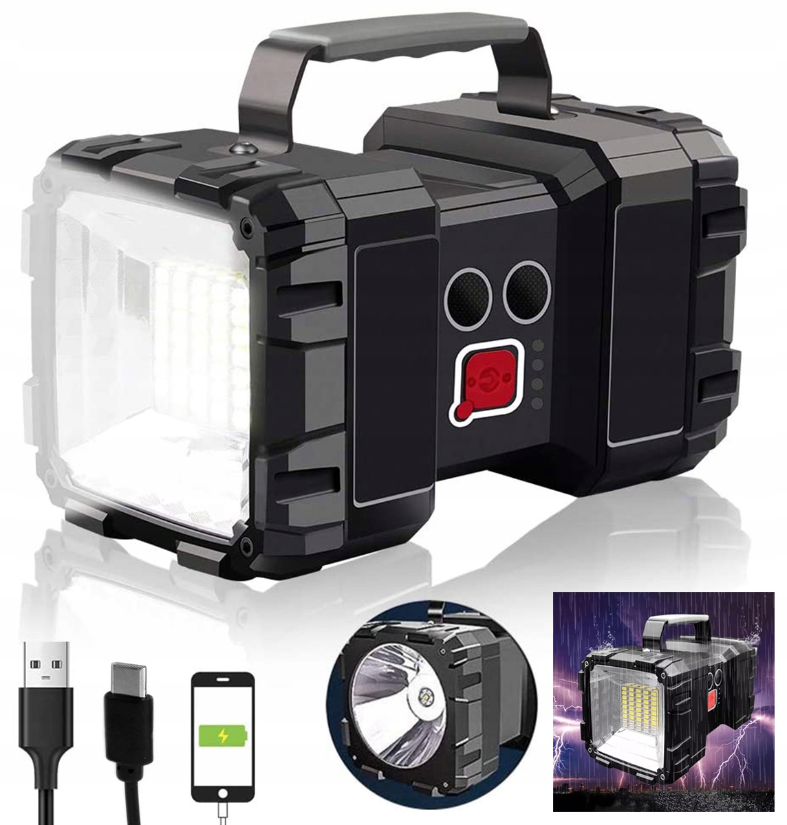 LATARKA LED AKUMULATOROWA SZPERACZ MOCNY DWUSTRONNA POWERBANK USB ZOOM ZD82 Marka Aptel