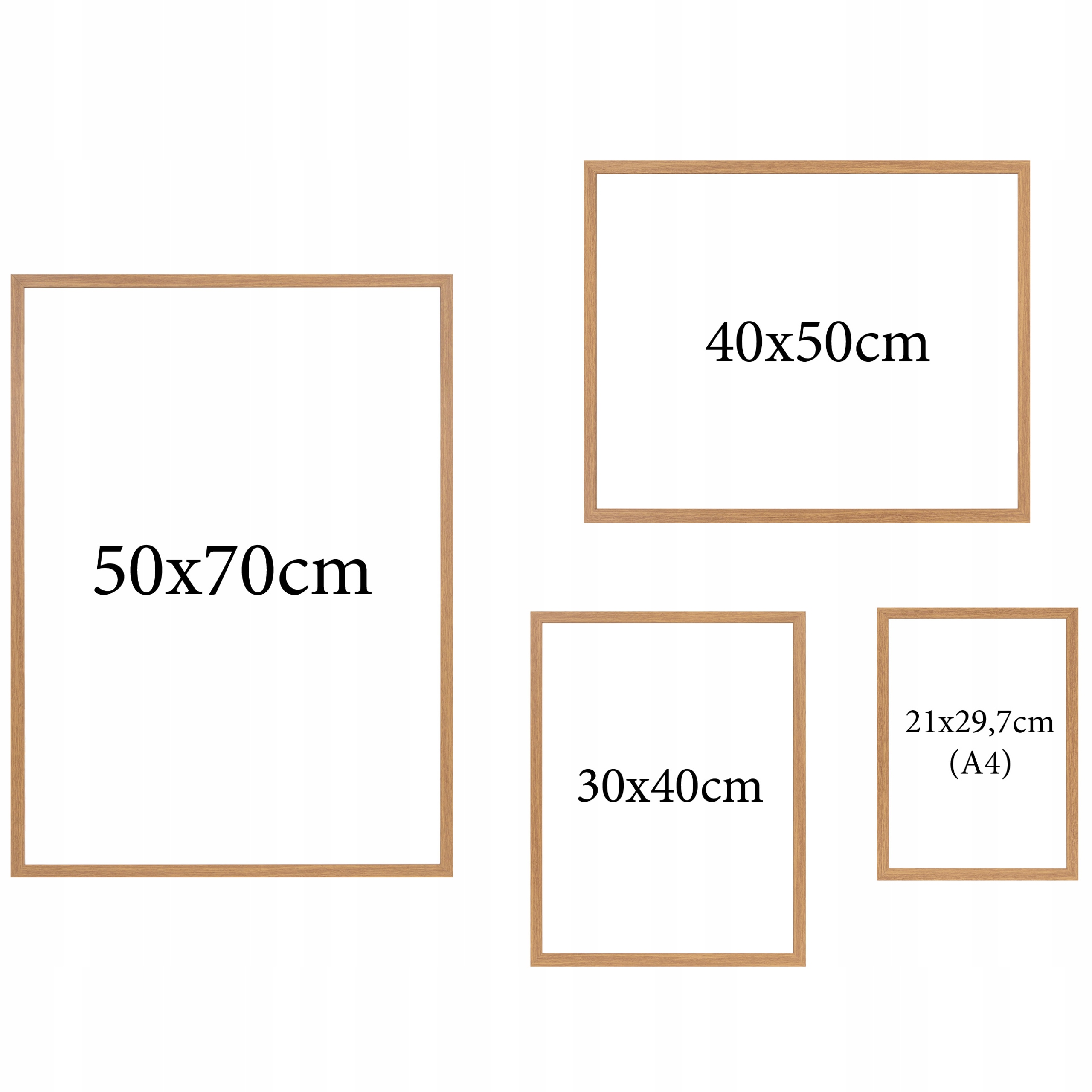 Fotorámečky sada 4ks Multirama světle hnědá 50x70cm 40x50cm 30x40 A4