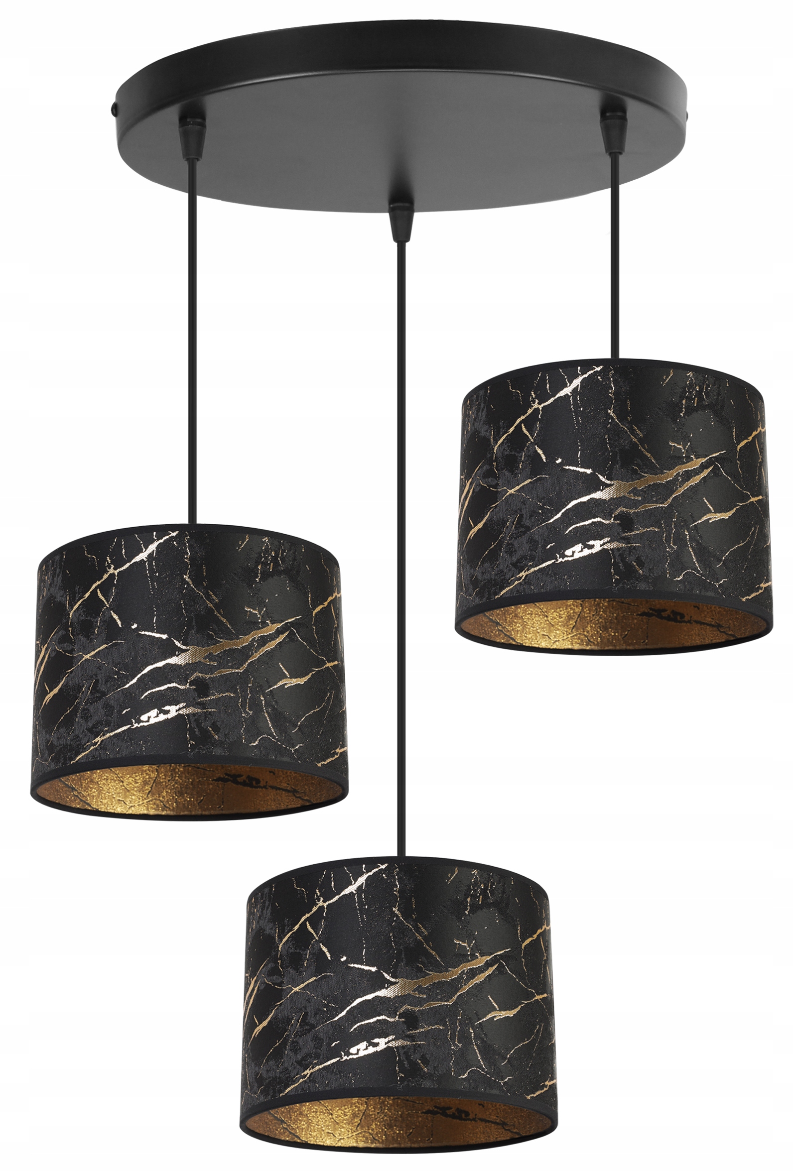 Závěsné Stropní Svítidlo Lustr Trojitý Stínítko Zlato Moderní Glamour