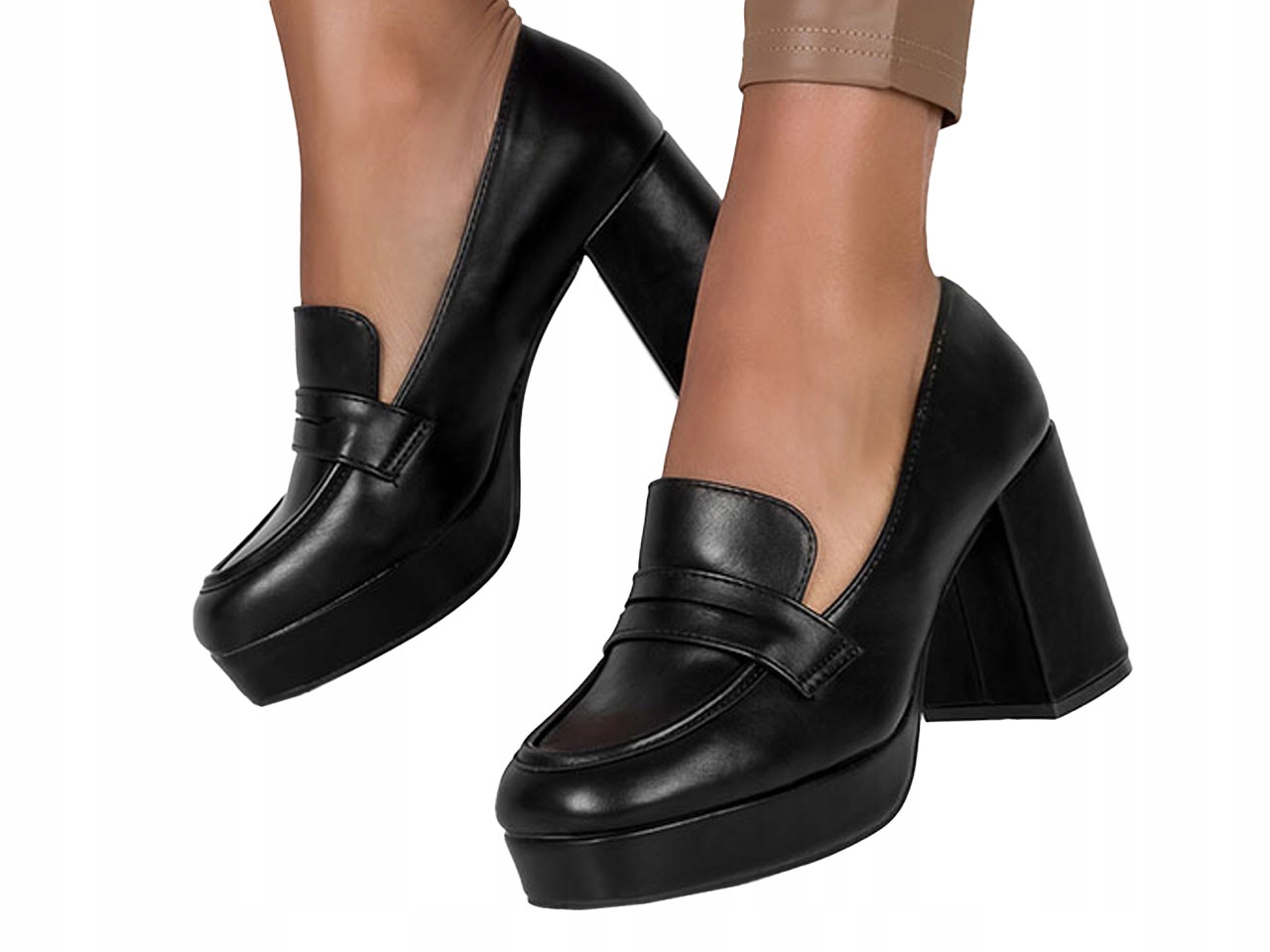 MOKASYNY PÓŁBUTY ELEGANCKIE NA OBCASIE SŁUPKU DAMSKIE MIĘKKA WKŁADKA r 39