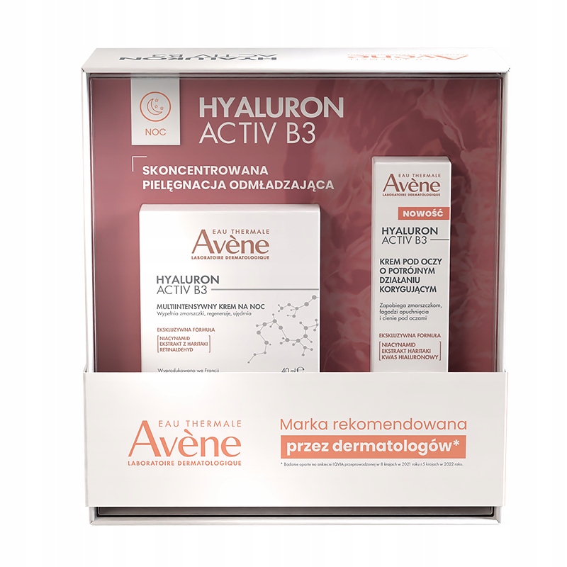 Avene Hyaluron Activ B3 Zestaw Krem na noc 40ml Krem pod oczy 15ml