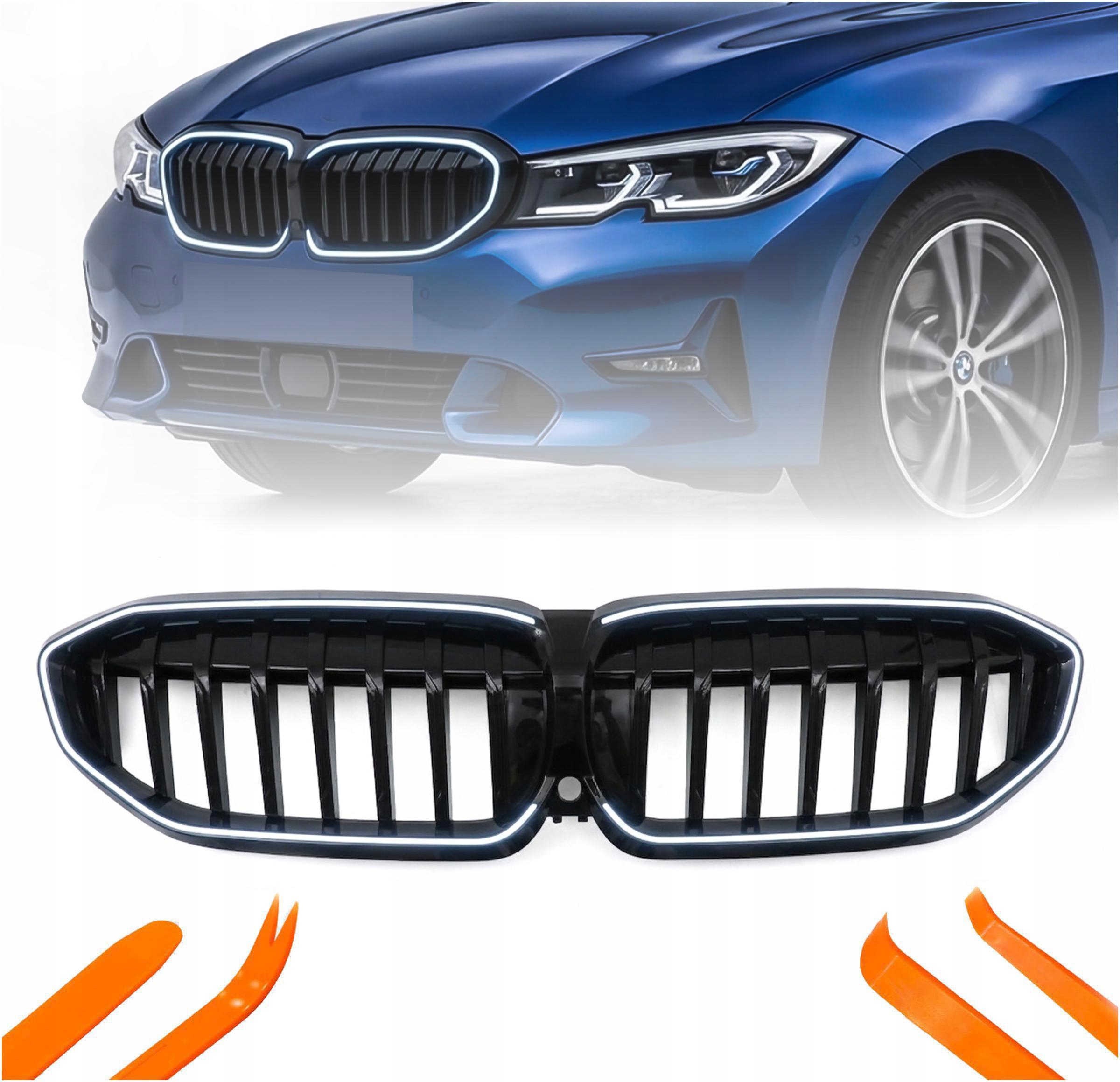 Led Přední Atrapa Pro Bmw 3 G20 2019-2022, Černý Lesk, 1 Žebro