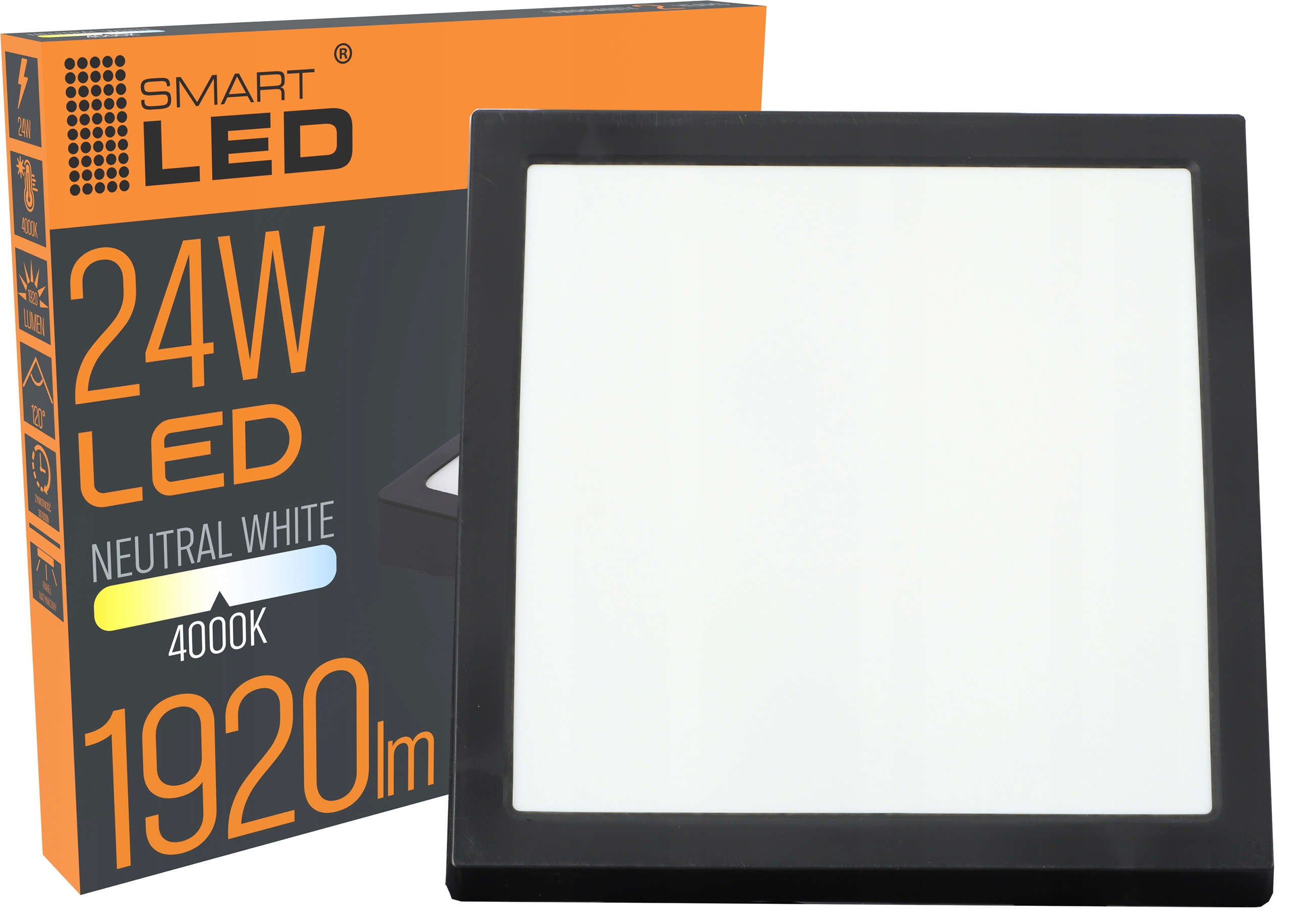 

Panel Led Natynkowy Plafon Lampa 24W Czarny
