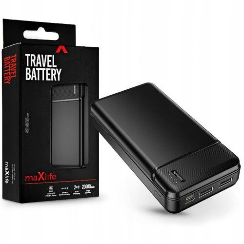 

Szybki Power bank 20000 mAh Maxlife 2x Usb Kabel