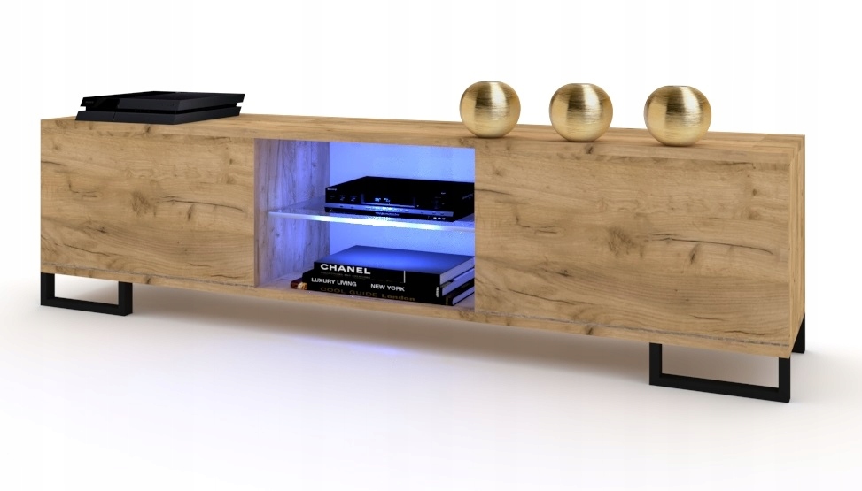 

Gloria Szafka Rtv 180 Tv Dąb Craft Czarne Nogi Led
