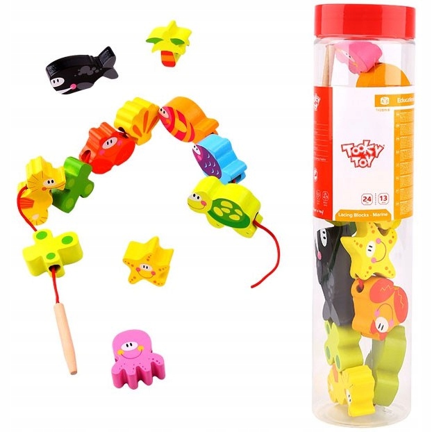 

Drewniane Klocki Koraliki Do Nawlekania Tooky Toy