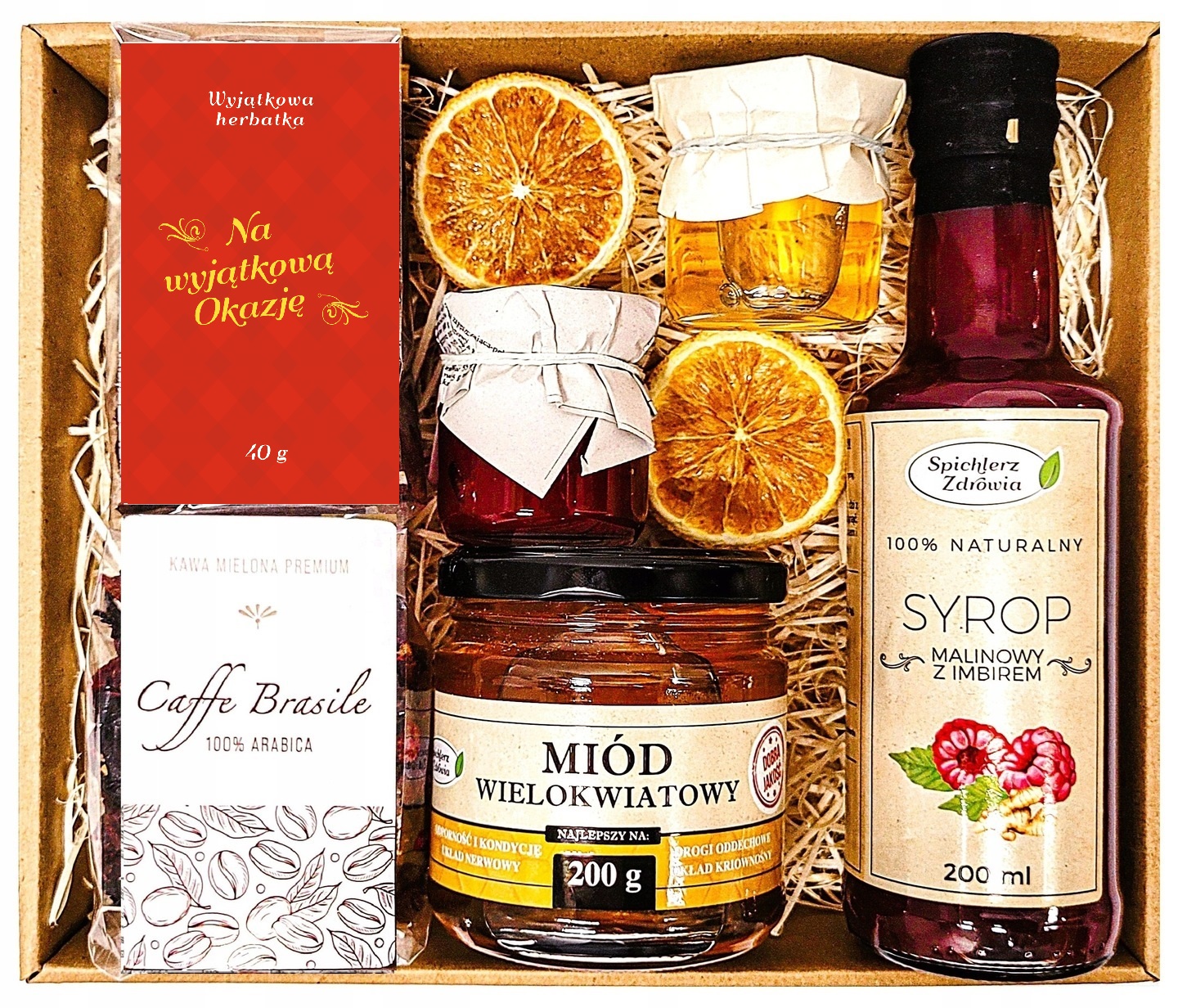 Levně Košík Dárková Sada Dárek Čaj Med K Svátku Narozenin
