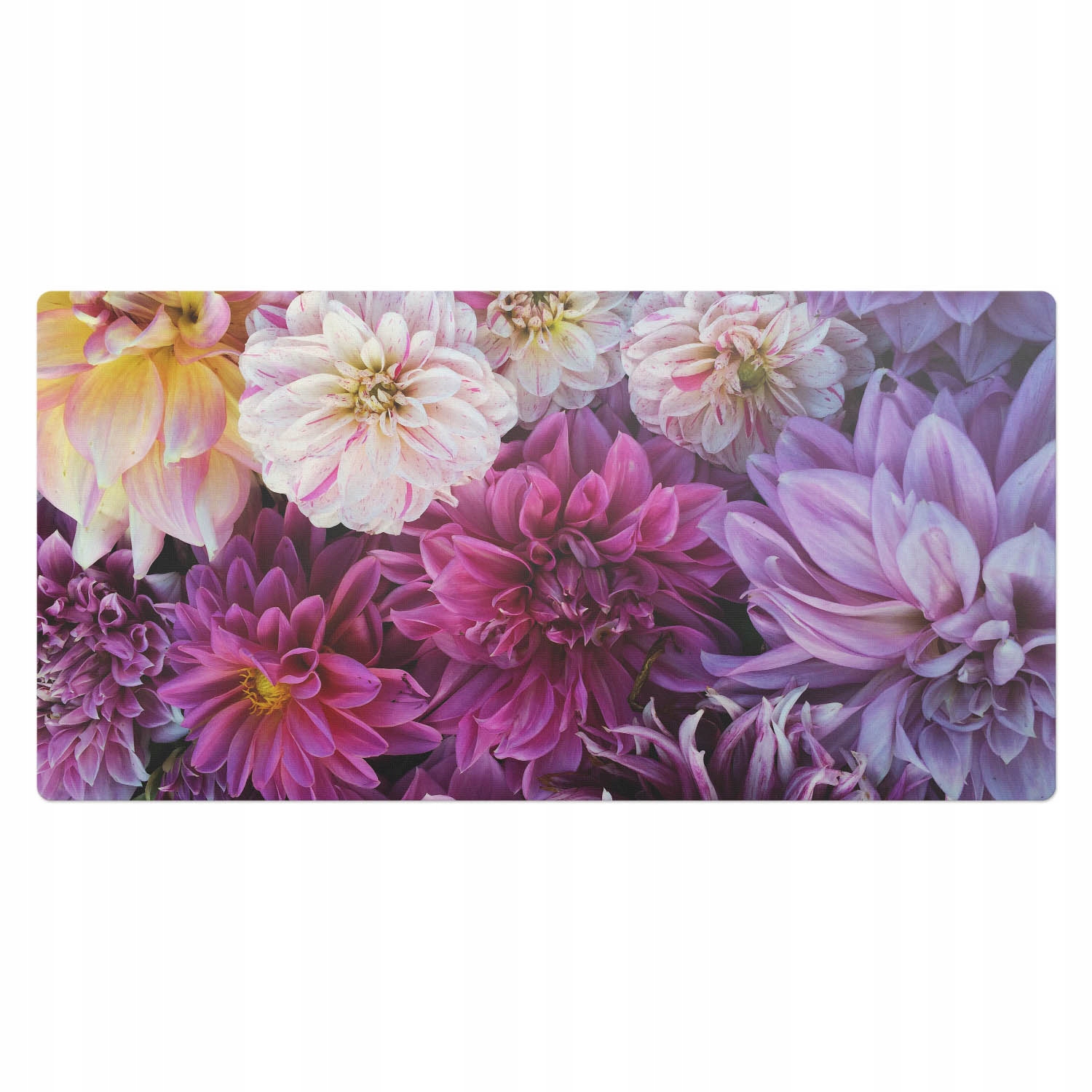 Ochranná vinylová podložka k psacímu stolu Vzor jiřiny s květinami 100 x 50 cm