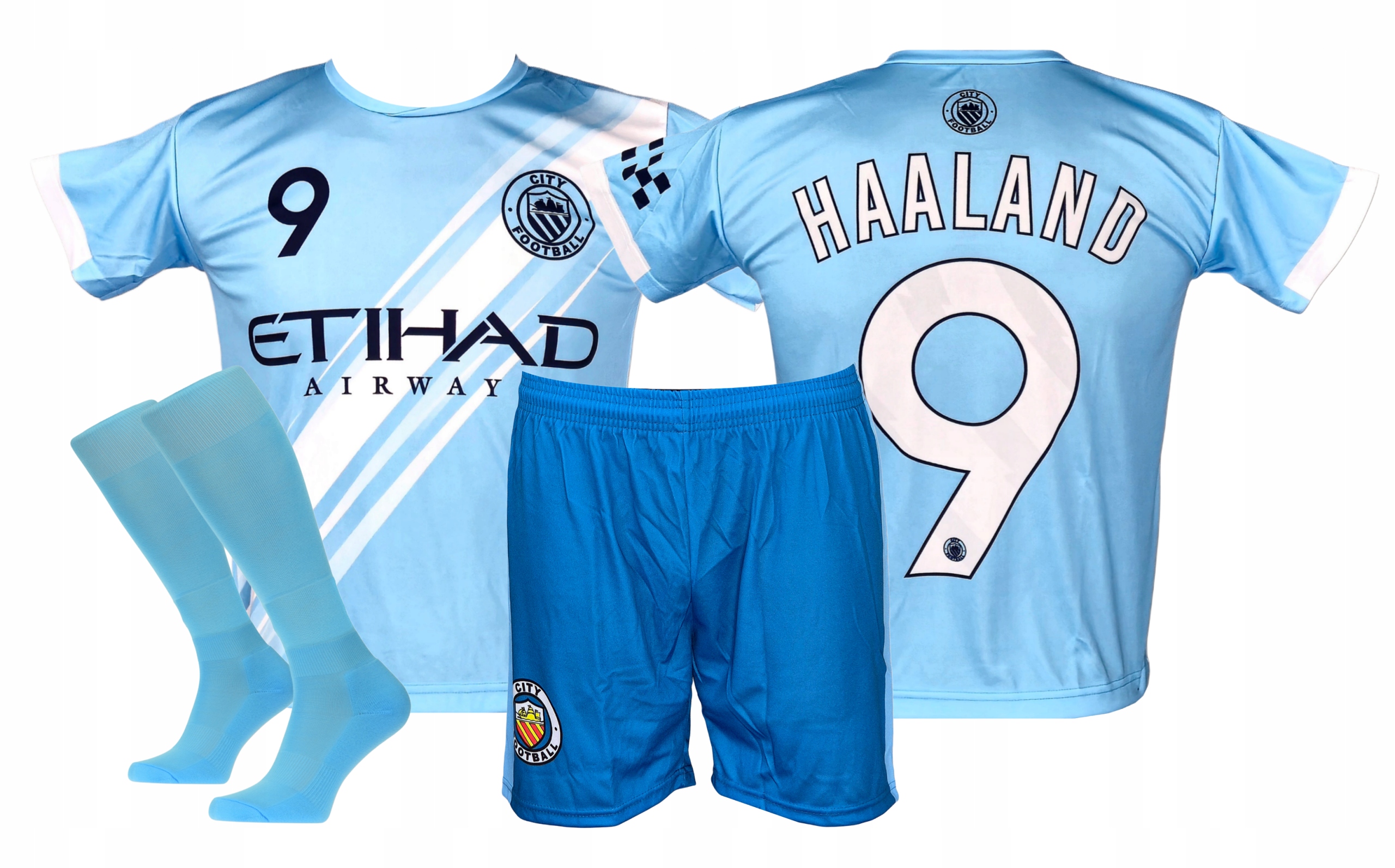 Haaland strój sportowy piłkarski koszulka spodenki getry rozmiar 134