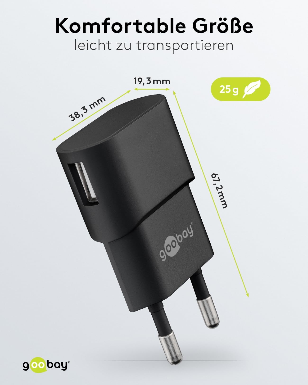GOOBAY Adapter USB Do Gniazdka 1A 5W Czarny Do Smartfonów — miniatura 3