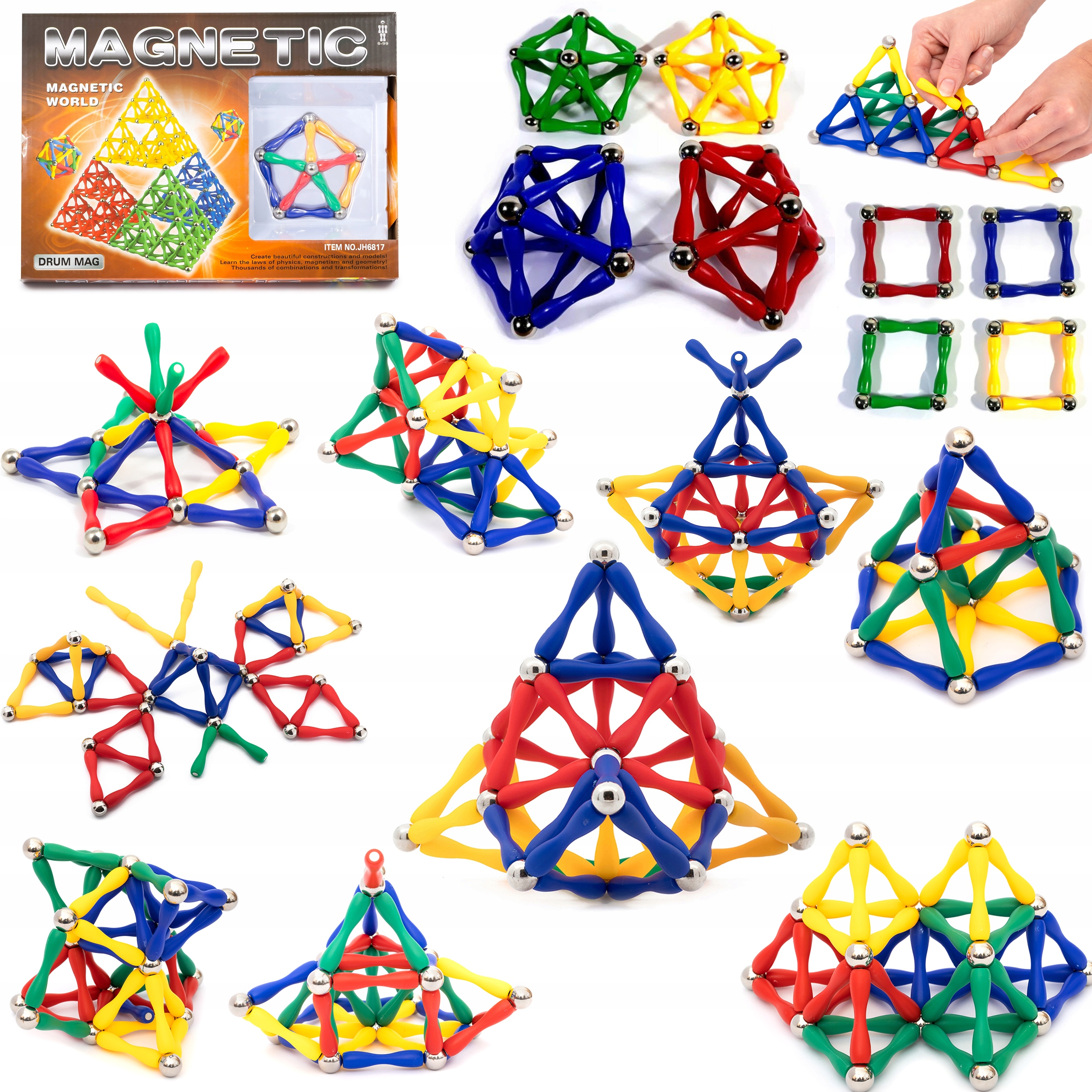 KLOCKI MAGNETYCZNE KLOCKI KONSTRUKCYJNE 52EL. HIT