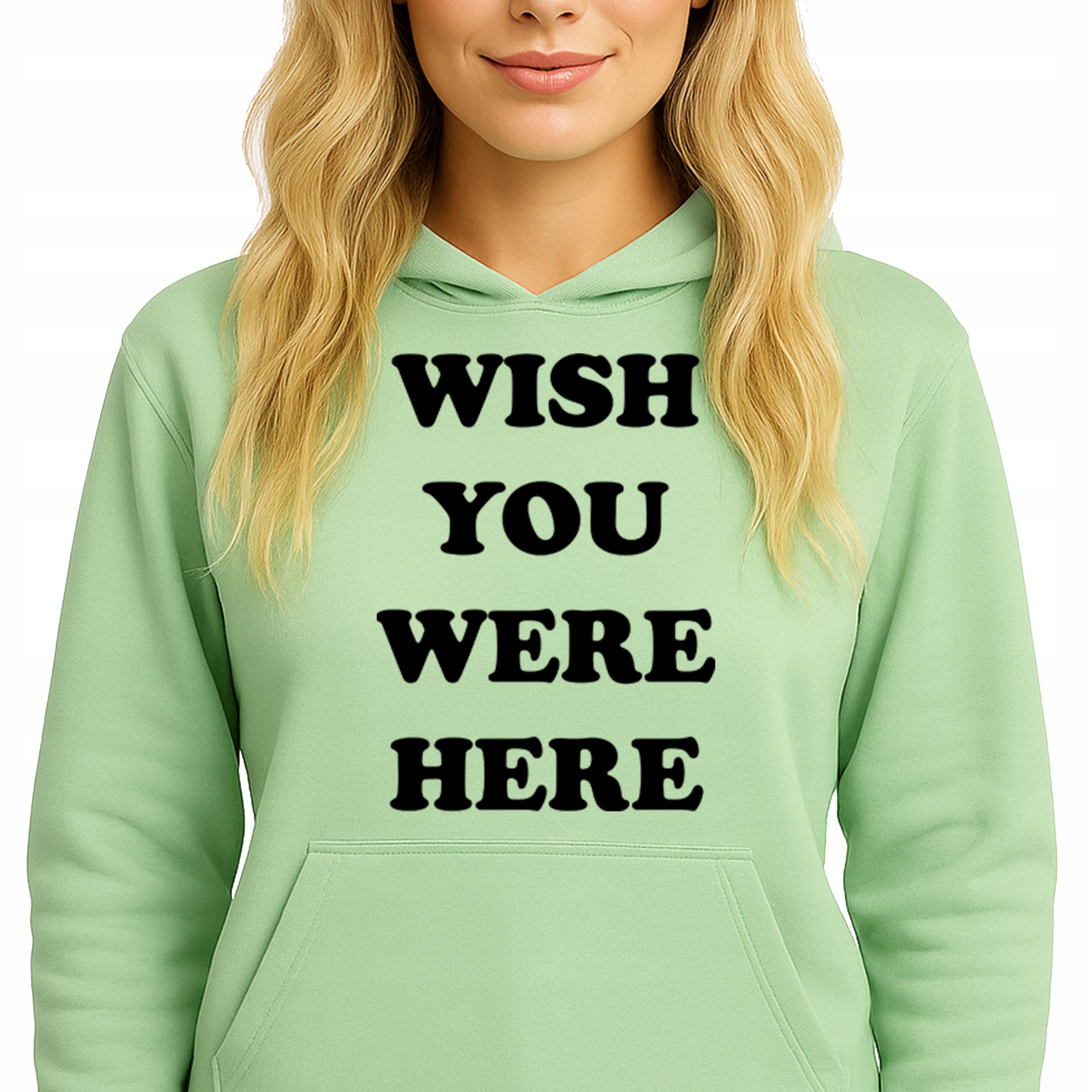 Mikina S Kapucí Zelená bavlněná mikina Módní Wish You Were Here Vel S