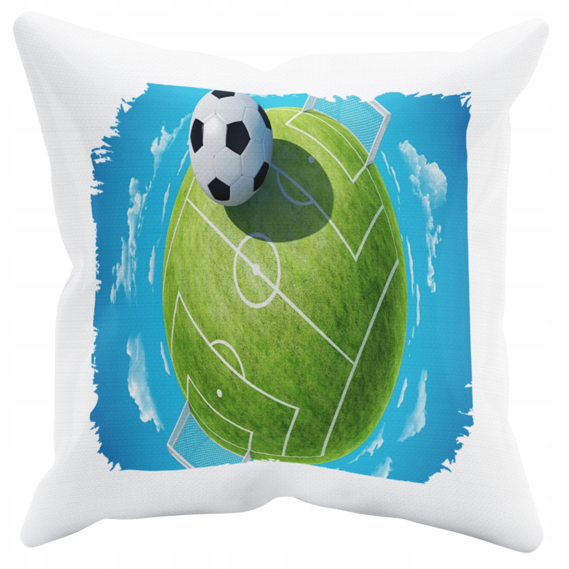 POSZEWKA NA PODUSZKĘ JAŚKA DO PRZEDSZKOLA PIŁKA NOŻNA + IMIĘ GRATIS Kolor dominujący biel