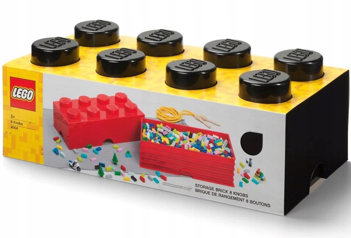 Lego Kontejner Klocek 8 Krabička Velký Brick 50 CM Třídič Černý