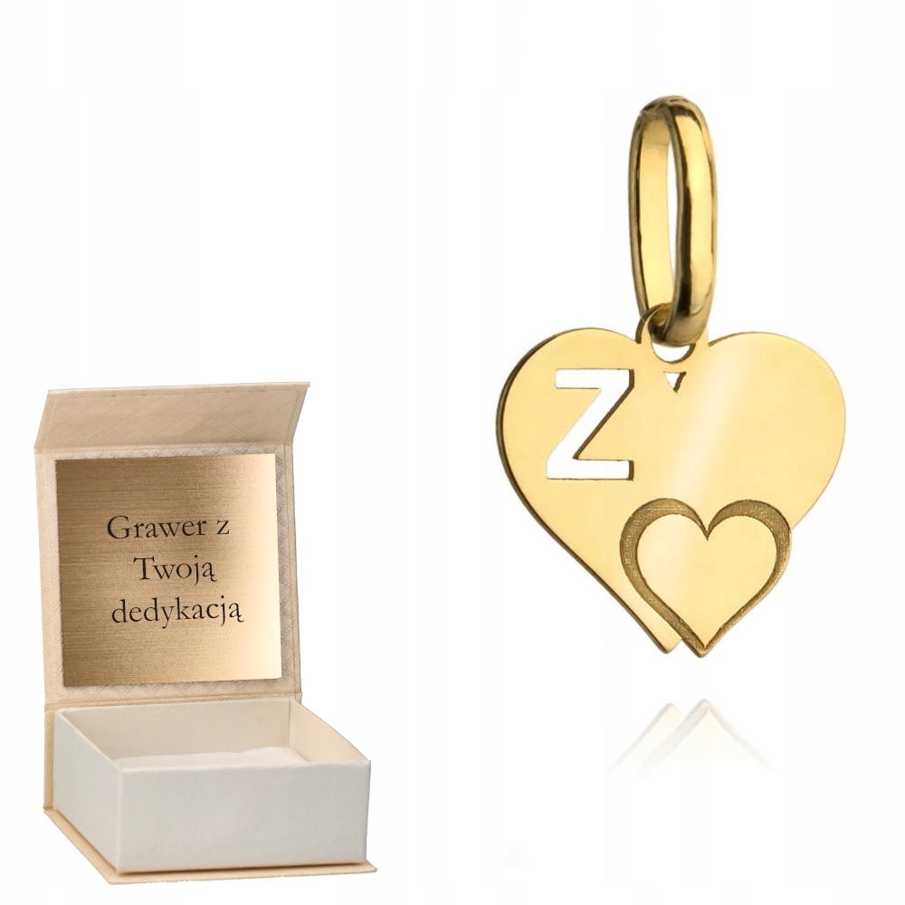 Zlatý přívěsek písmenko Z se srdíčkem zlato ryzost 585 Gravírování