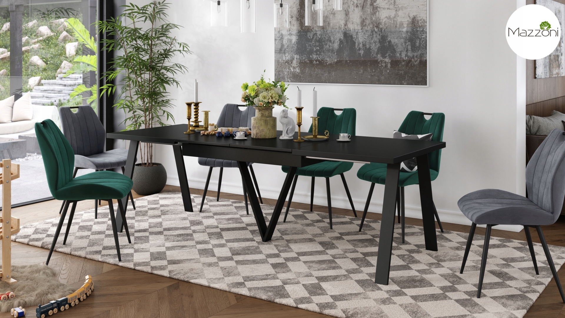 AVERY Czarny Mat | DUŻY STÓŁ LOFTOWY INDUSTRIALNY ROZKŁADANY DO 290 cm! Szerokość mebla 140 cm