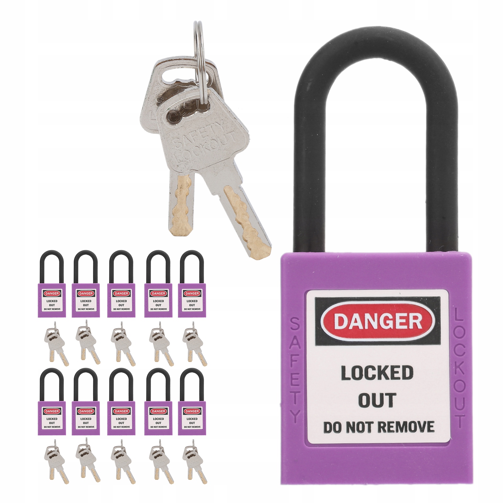 Visací Zámek Loto Lockout Ochrana Práce 38MM Fialový 10 Ks