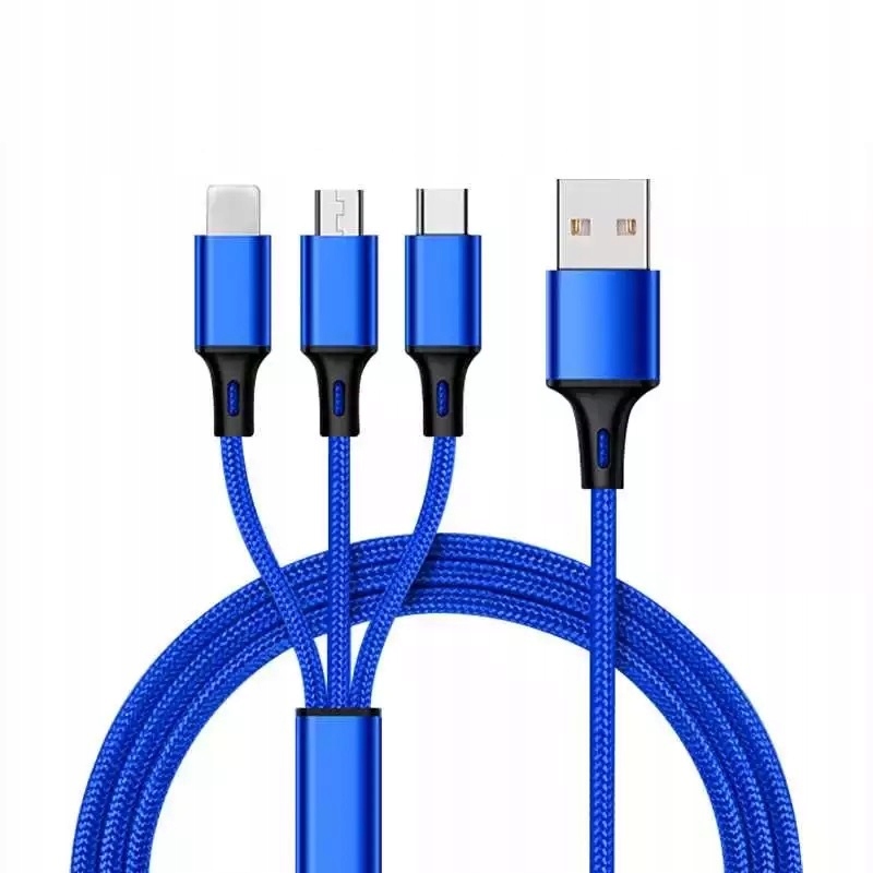 

Kabel Ładowarka 3w1 Micro Typc Android iOS Dane 5A