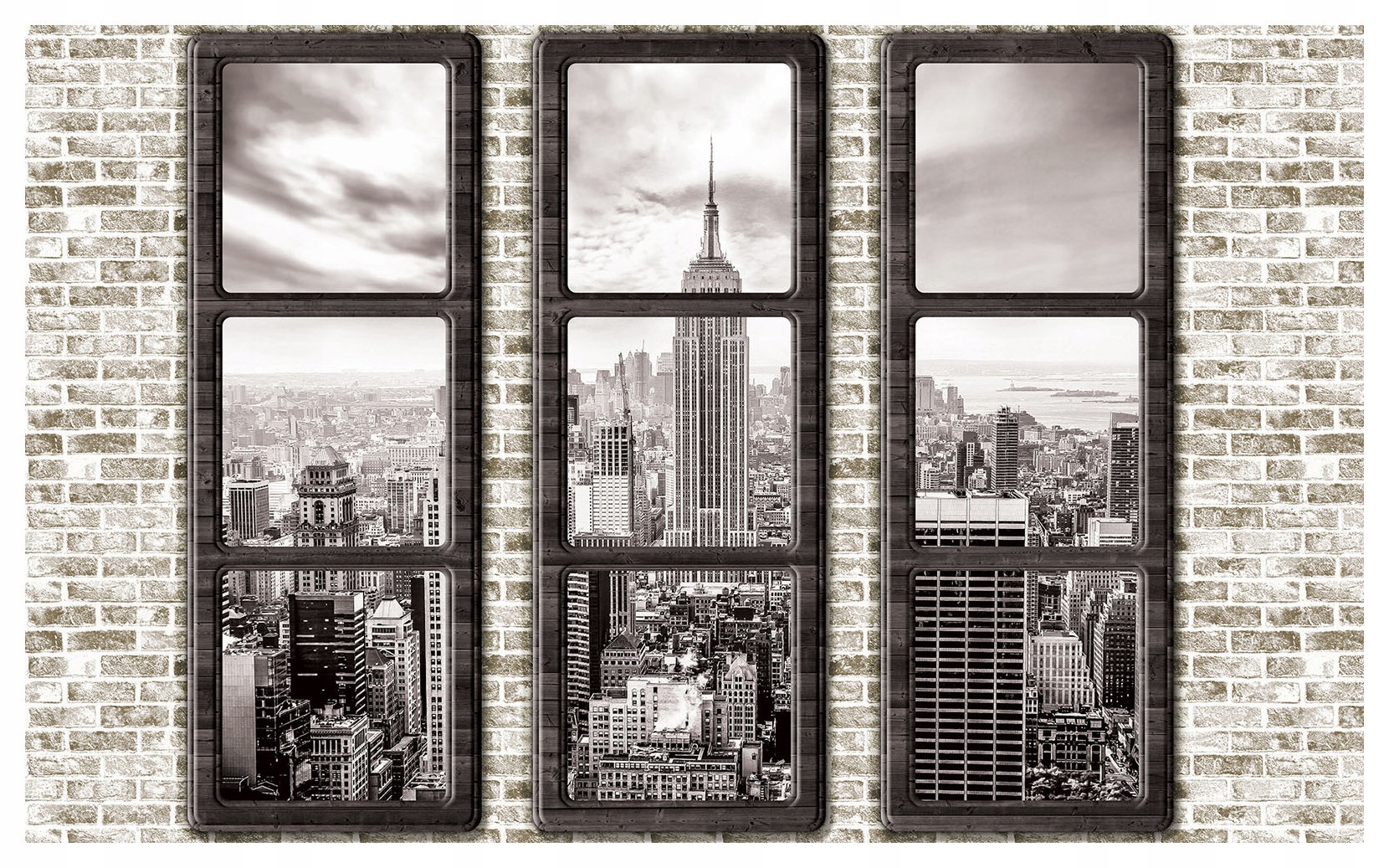 Fototapeta New York Empire State Building přes okno 250x175 cihla lepidlo