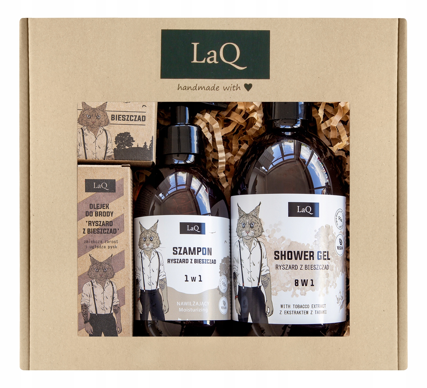 LaQ Ryszard z Bieszczad zestaw kosmetyków żel pod prysznic szampon olej