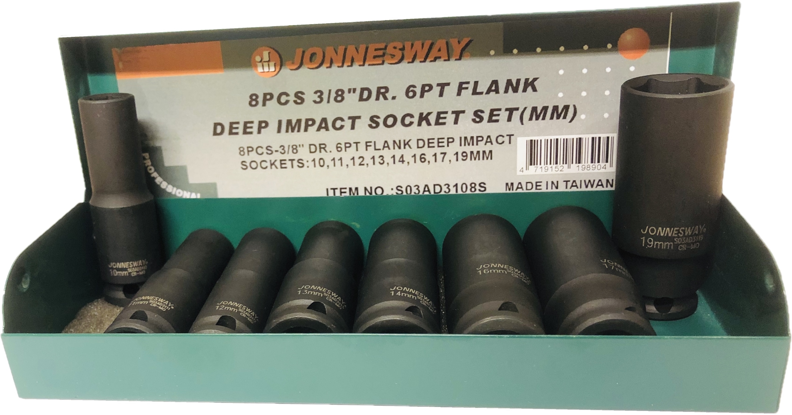 

Jonnesway Nasadki udarowe zestaw 3/8'' 8szt Długie