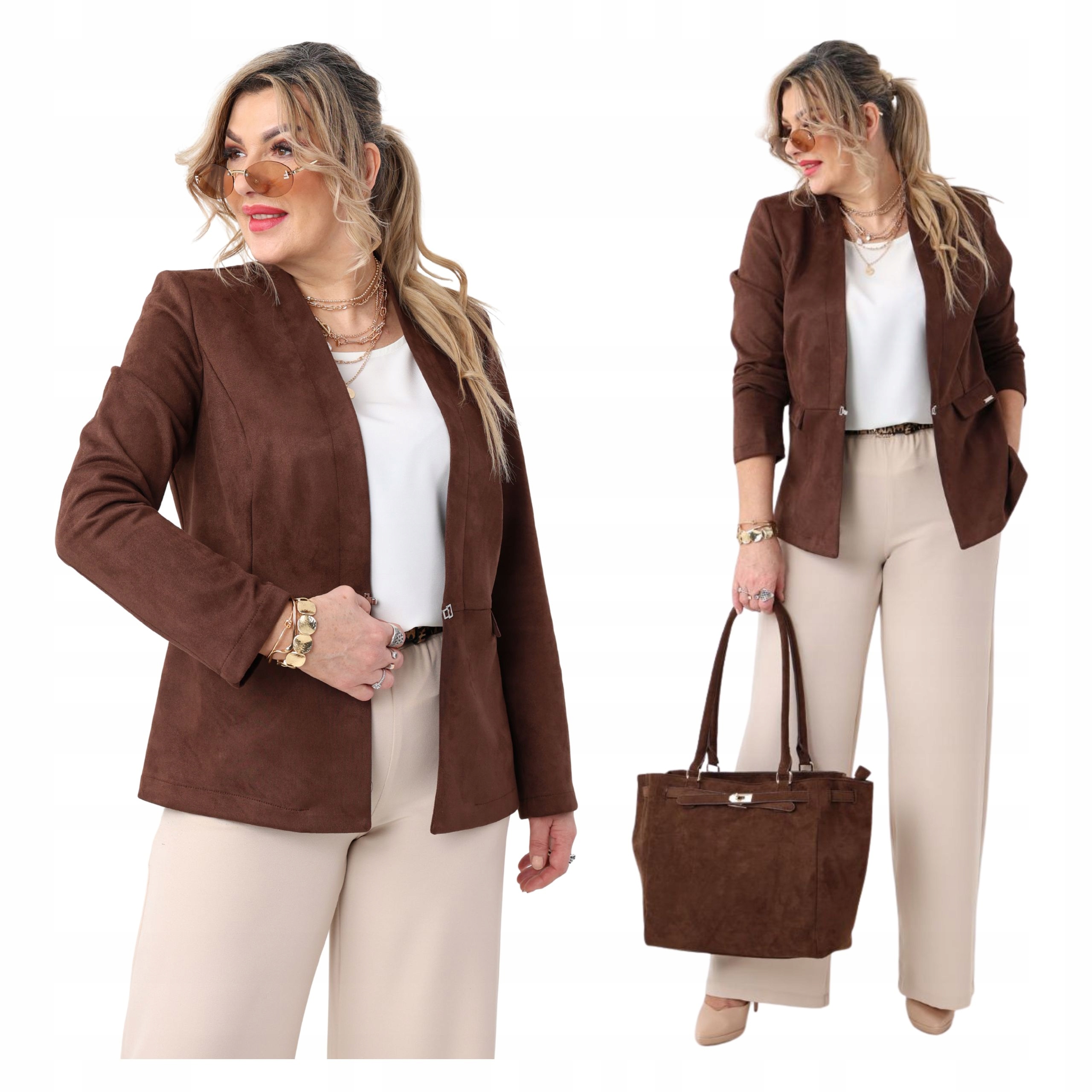 zamszowy żakiet damski wizytowy Polski Producent duże rozmiary