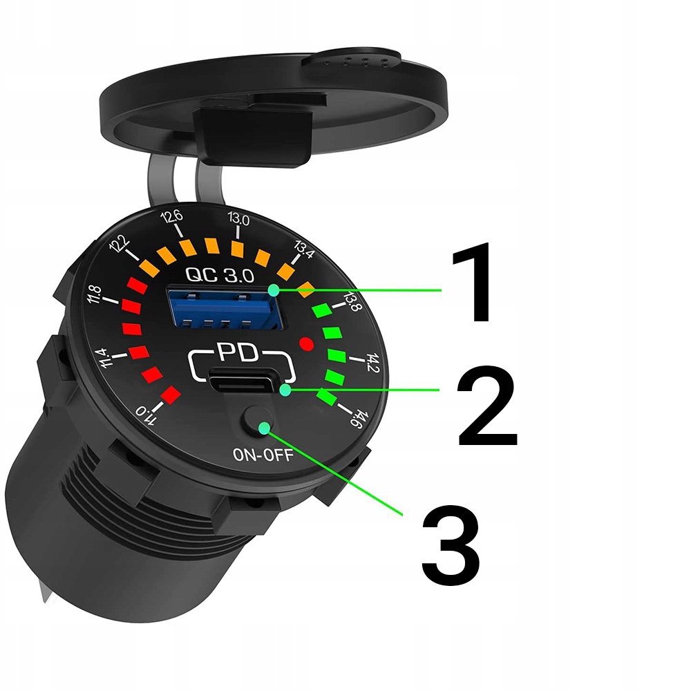 USB QC 3.0 WOLTOMIERZ CYFROWY LED MIERNIK SKALA Producent części Inny