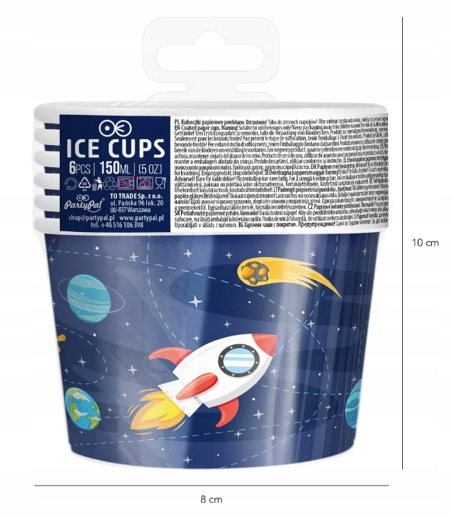 Kubeczki DO LODÓW na cukierki papierowe kolorowe KOSMOS niebieskie 6szt EAN (GTIN) 5904610133170