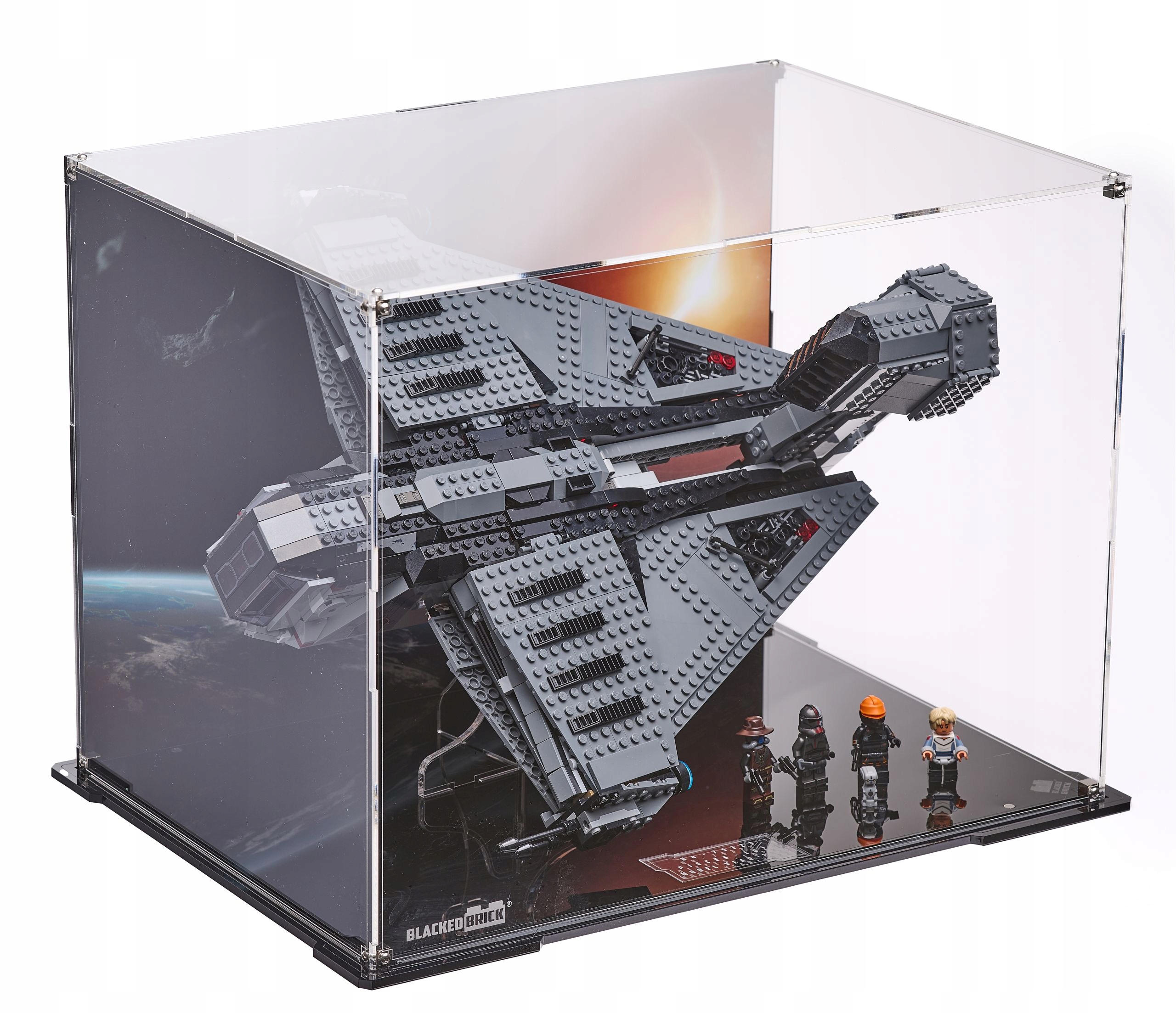 Vitrína s pozadím Blacked Brick pre Lego Star Wars 75323 Justifier