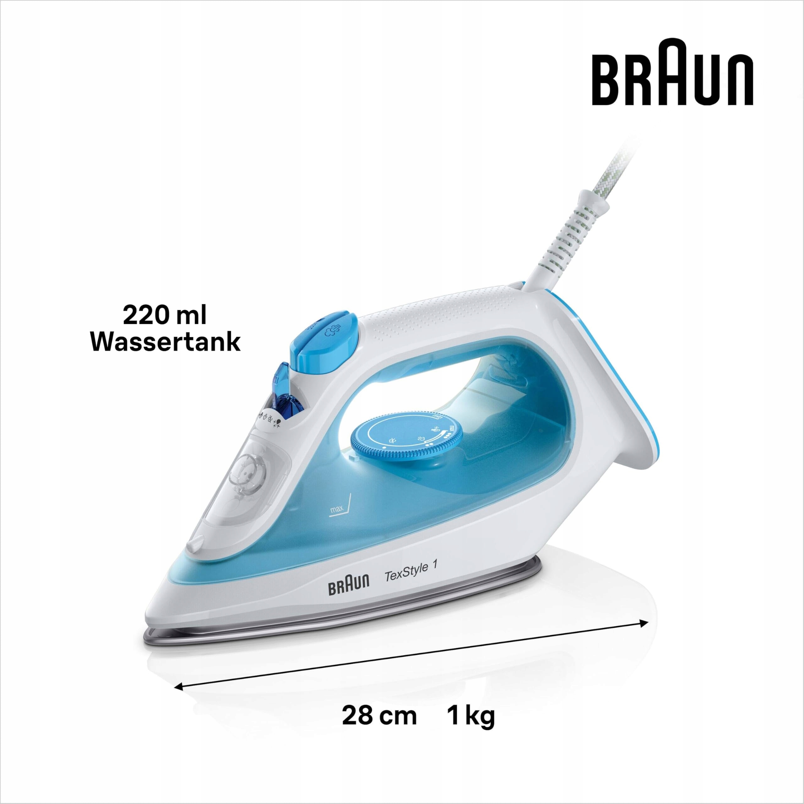 BRAUN TexStyle 1 Żelazko Parowe SuperCeramic 2000W Niebieskie — miniatura 3